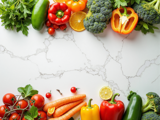 新鲜蔬菜展示,绿色叶菜整齐摆放,色彩鲜艳,光线充足